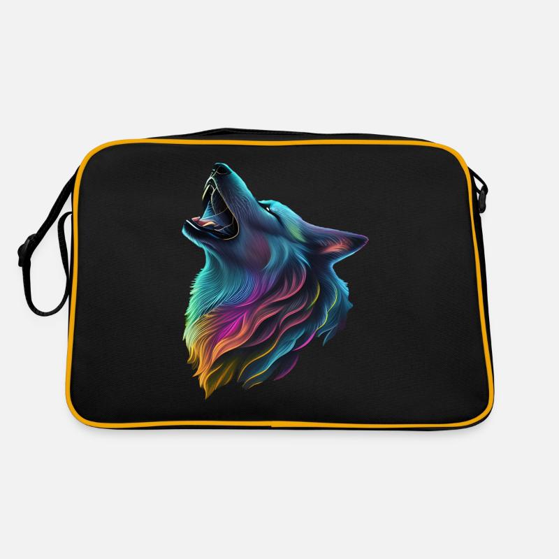 Bunter Wolf Retro Tasche