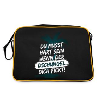 Du musst hart sein, wenn der Dschungel dich fickt! - Retro Tasche - Schwarz/Gold - Hinten