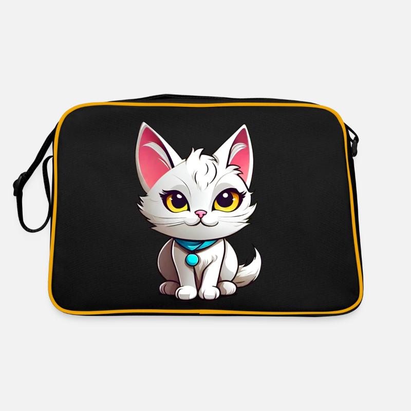 Cute white cat Retro Bag