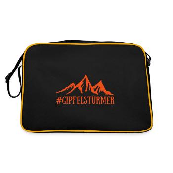 Berge Wandern Gipfel Spruch Geschenk - Retro Tasche - Schwarz/Gold - Hinten