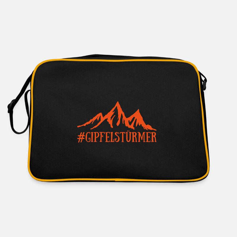 Berge Wandern Gipfel Spruch Geschenk - Retro Tasche - Schwarz/Gold