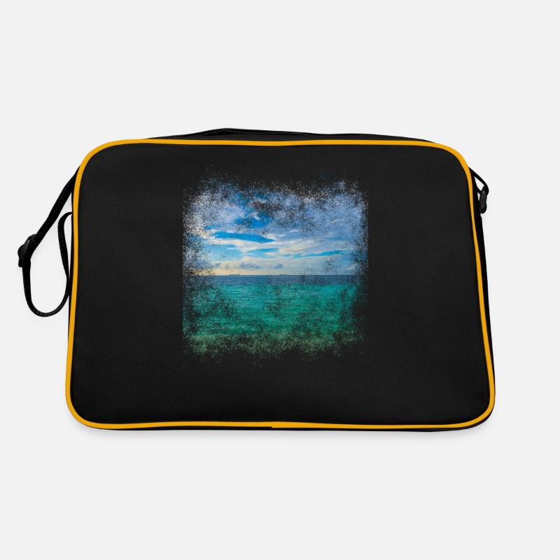 Malediven Inseln Meer - Retro Tasche - Schwarz/Gold