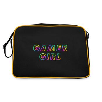 Gamer Girl Geschenk für Zocker Freundin und Frauen - Retro Tasche - Schwarz/Gold - Hinten