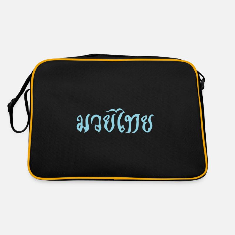Caractères Muay thai en bleu pour le Thaiboxer Sac Retro