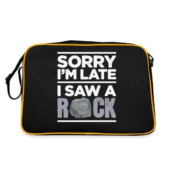 Sorry I'm Late I Saw A Rock - Retro Bag - black/gold - Back