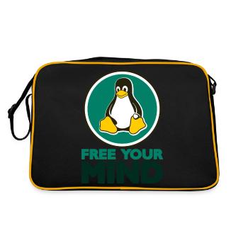 Free your Mind - Retro Tasche - Schwarz/Gold - Hinten