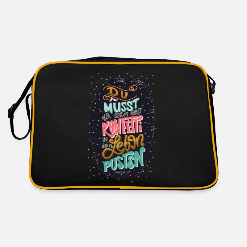 Konfetti - Retro Tasche - Schwarz/Gold