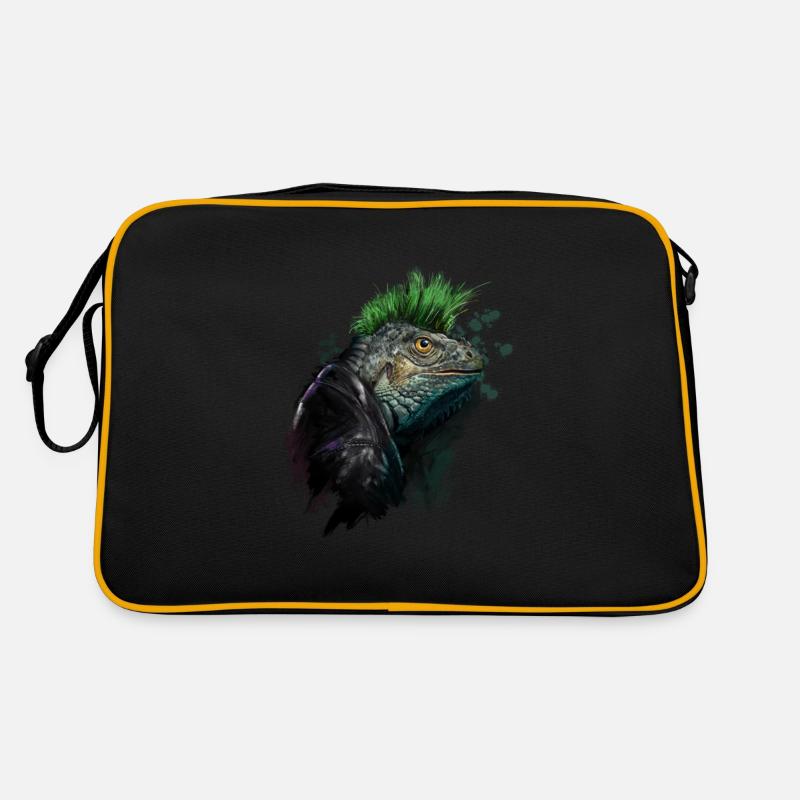 Iguana Punk - Retro Tasche - Schwarz/Gold