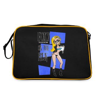 Nerd Geek Hipster Retro Pinup Blonde (blue bg) - Sac Retro - noir/or - Dos