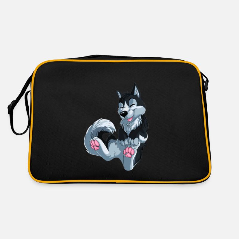 schwarzer Husky Retro Tasche