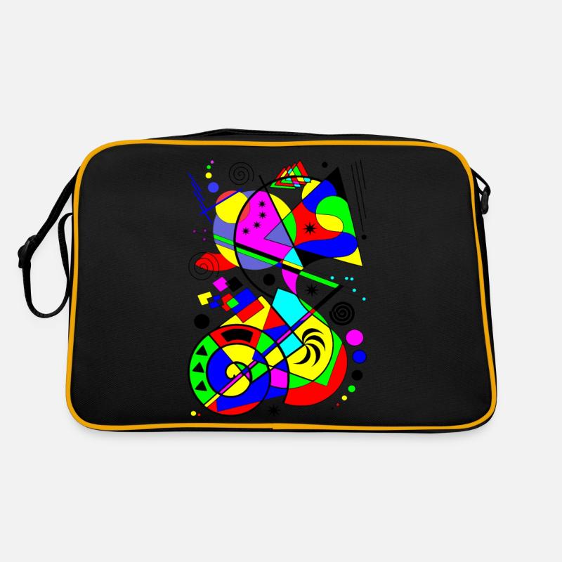 abstrakte Kunst bunte Muster bunte Farben Formen - Retro Tasche - Schwarz/Gold