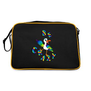 BE CRAZY Regenbogen Schriftzug mit Moewe - Retro Tasche - Schwarz/Gold - Hinten