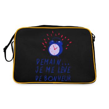 ciation demain leve bonheur reveil sonne - Sac Retro - noir/or - Dos
