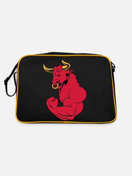 starker_stier_02 - Retro Tasche - Schwarz/Gold - Hinten
