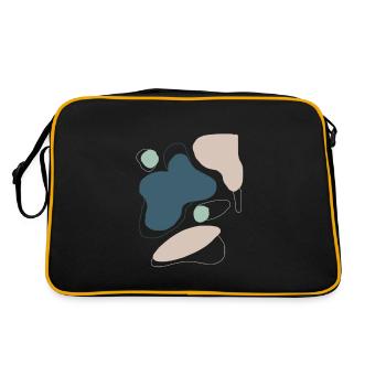 abstrakt blau beige Muster Formen - Retro Tasche - Schwarz/Gold - Hinten