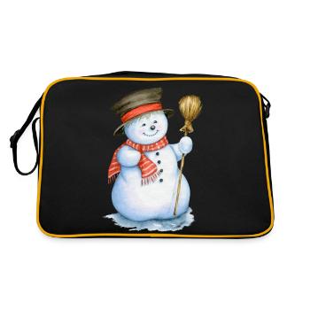 Schneemann - Retro Tasche - Schwarz/Gold - Hinten