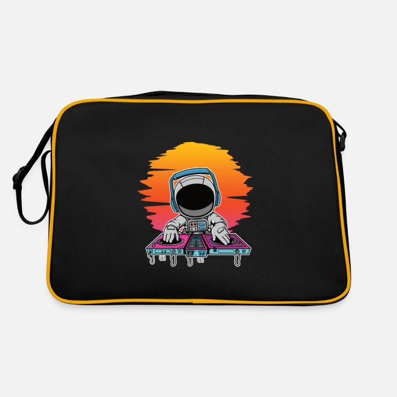 Astronaut , Synthwave, Dj, Musik, Geschenk - Retro Tasche - Schwarz/Gold