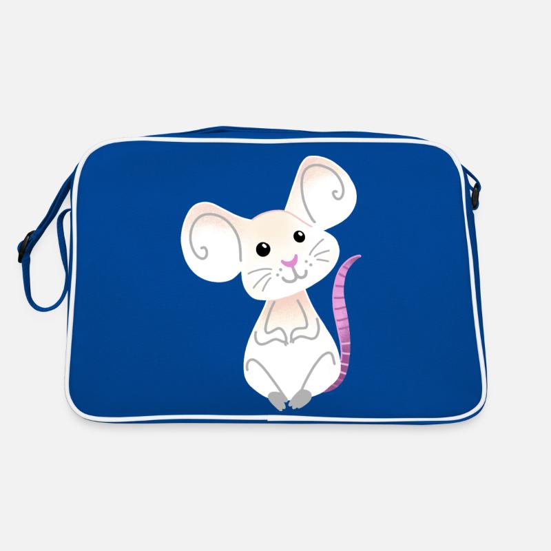Hand drawn White Mouse sitting Retro Bag