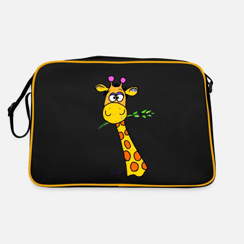 Süße Giraffe - Retro Tasche - Schwarz/Gold