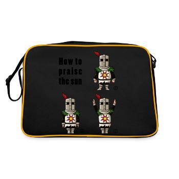Lobe die Sonne - Retro Tasche - Schwarz/Gold - Hinten