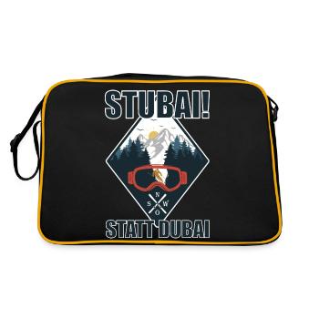 Stubai(tal) statt Dubai - Skifahren Berge Winter - Retro Tasche - Schwarz/Gold - Hinten