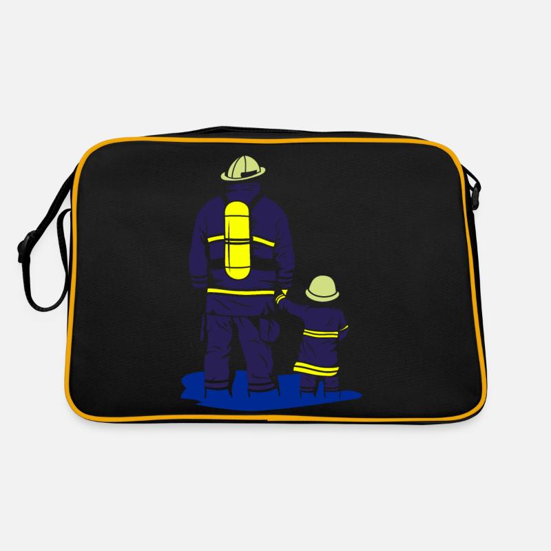 Fire brigade dad with son - Retro Bag - black/gold