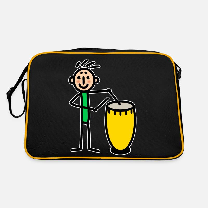 Drummer Trommler spielt Congas Djembe - Retro Tasche - Schwarz/Gold