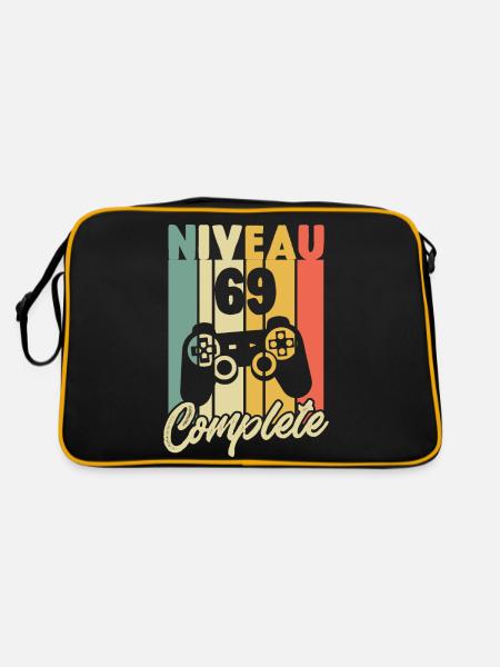 Niveau 69 complete, Cadeau Anniversaire 69 ans - Sac Retro - noir/or - Dos