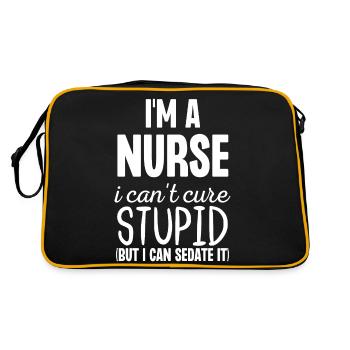 Ich bin eine Krankenschwester, die ich nicht dumm heilen kann, aber ich kann beruhigen - Retro Tasche - Schwarz/Gold - Hinten