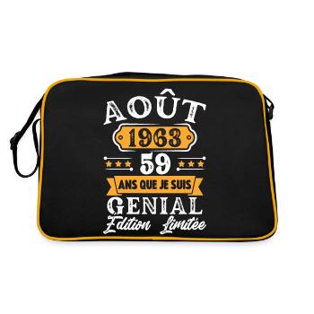 Cadeau D'anniversaire 59 Ans Août 1963 Rétro - Sac Retro - noir/or - Dos