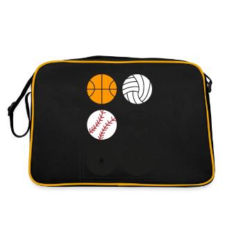 6 verschiedene Arten von Bällen - Retro Tasche - Schwarz/Gold - Hinten