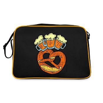 Fête de la bière Octoberfest. Chope de bière et Brezel. - Sac Retro - noir/or - Dos