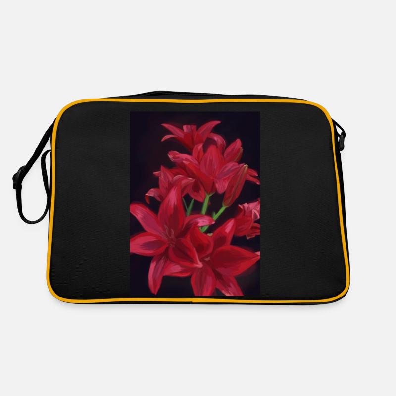 Flowerpower - Retro Tasche - Schwarz/Gold