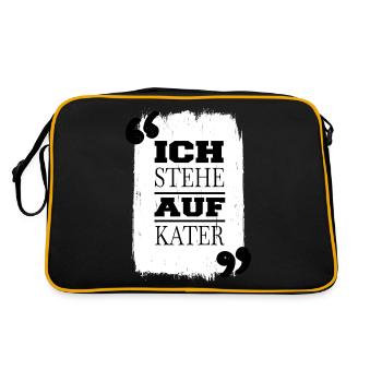 raubkatze spruch lieben geek lustiger spruch spaß - Retro Tasche - Schwarz/Gold - Hinten