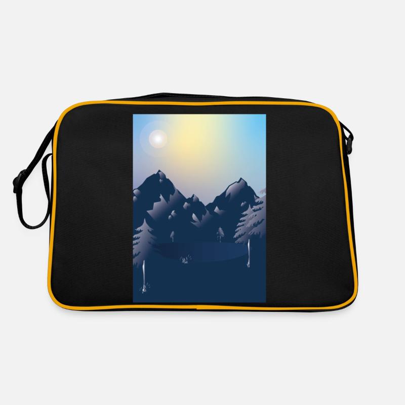 Berge mit See Retro Tasche