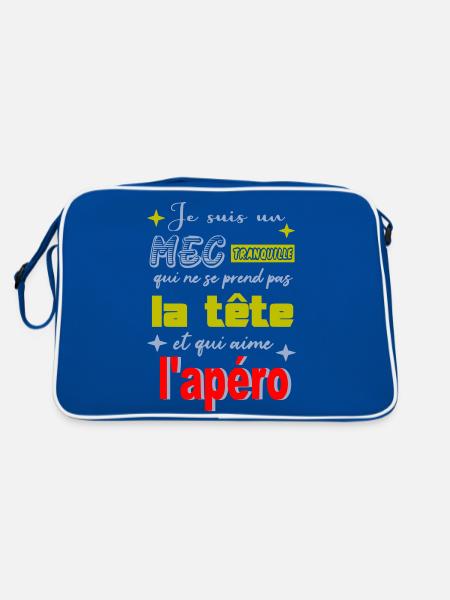Drôle de texte marrant sur un mec tranquille - Sac Retro - bleu/blanc - Dos