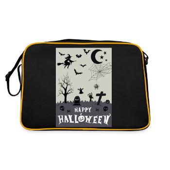Happy Halloween - Retro Tasche - Schwarz/Gold - Hinten