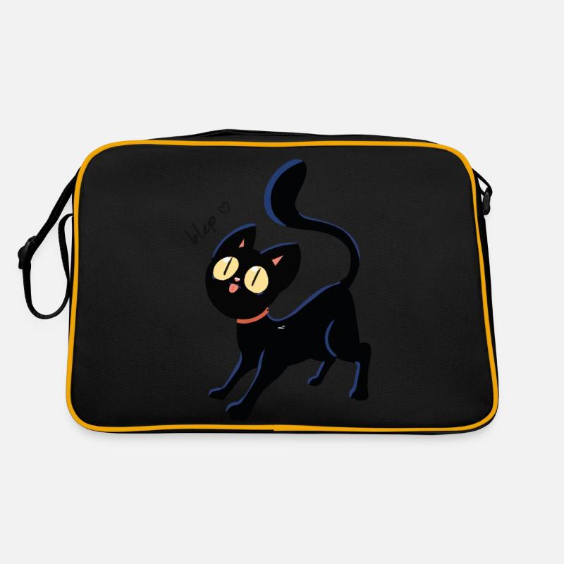 Schwarze Blep Katze Retro Tasche
