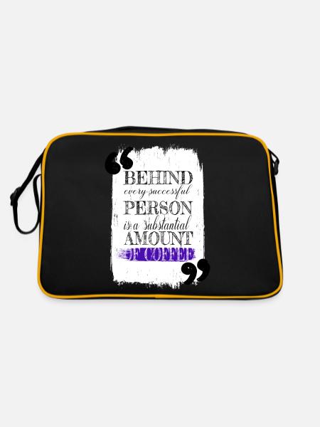 coffee lover cappuccino humor roastedbeans happy - Retro Tasche - Schwarz/Gold - Hinten