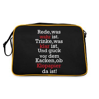wahr klar Klopapier - Retro Tasche - Schwarz/Gold - Hinten