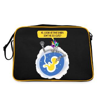 N’est-il pas si mignon ? | Annonce de grossesse bébé - Sac Retro - noir/or - Dos