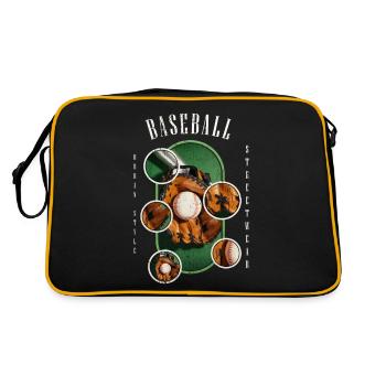 Baseball Ball Glove Bat Vintage Retro - Retro Bag - black/gold - Back
