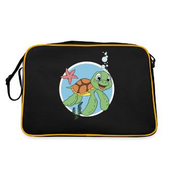 Cute turtle - Retro Bag - black/gold - Back