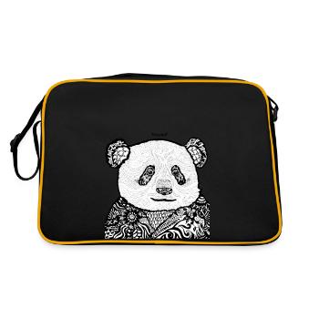 PANDA MANDALAS - Retro Tasche - Schwarz/Gold - Hinten
