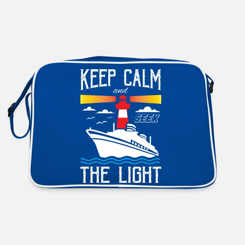 Keep Calm and Seek The Light Lighthouse Retro Tasche