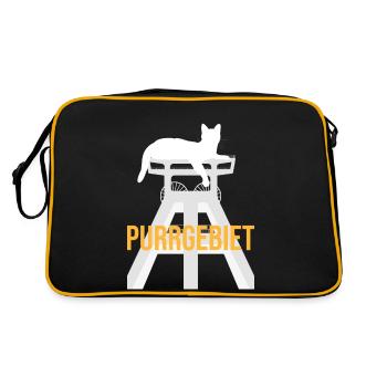 Purrgebiet -Katzen Ruhrgebiet - Retro Tasche - Schwarz/Gold - Hinten
