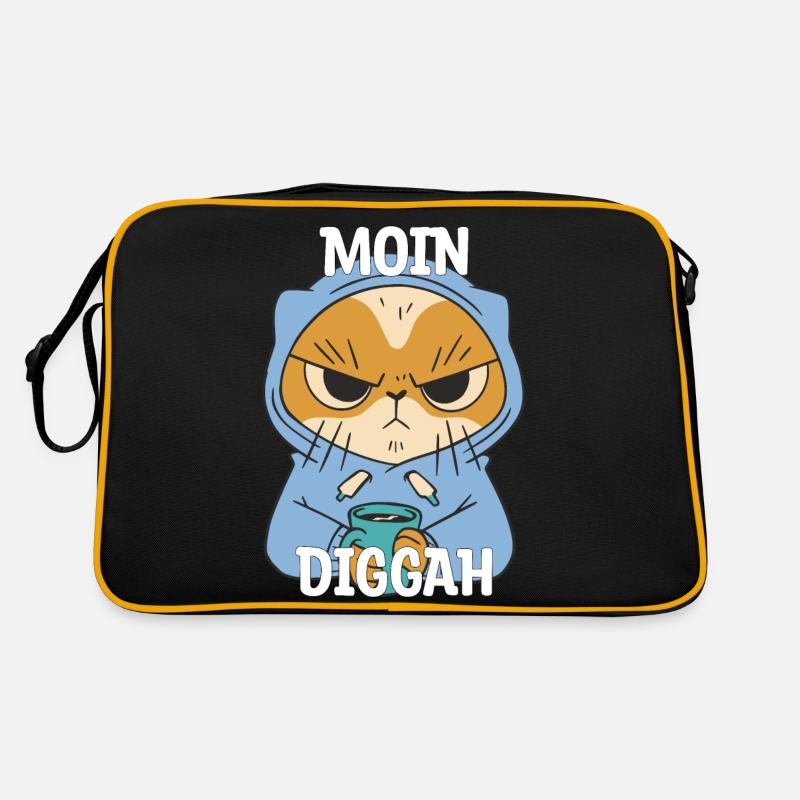 Moin Diggah Katze Kaffee Geschenk Retro Tasche