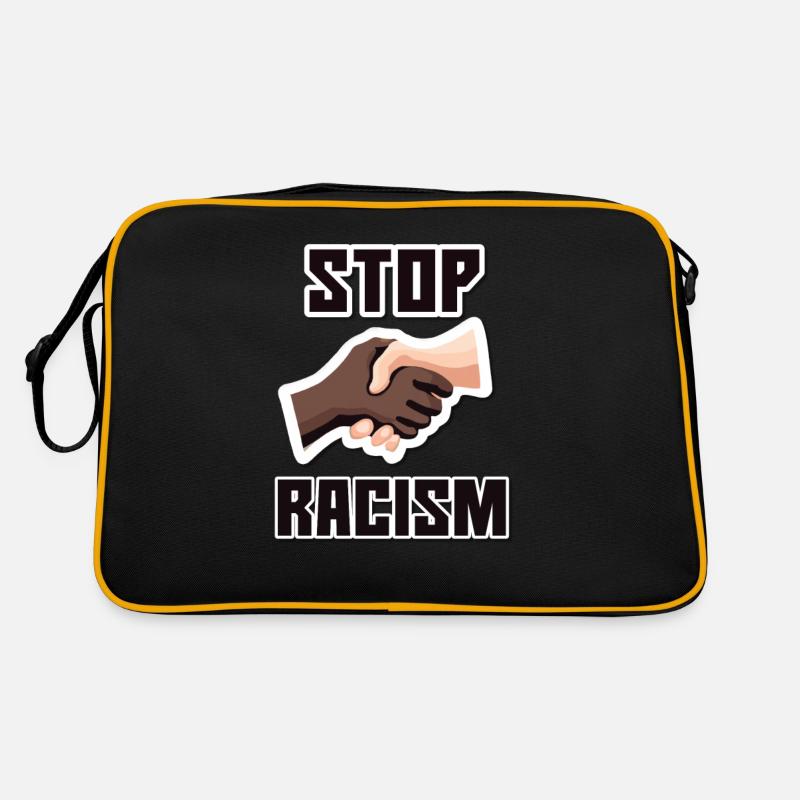 Stop Racism Hand shake black Retro Tasche