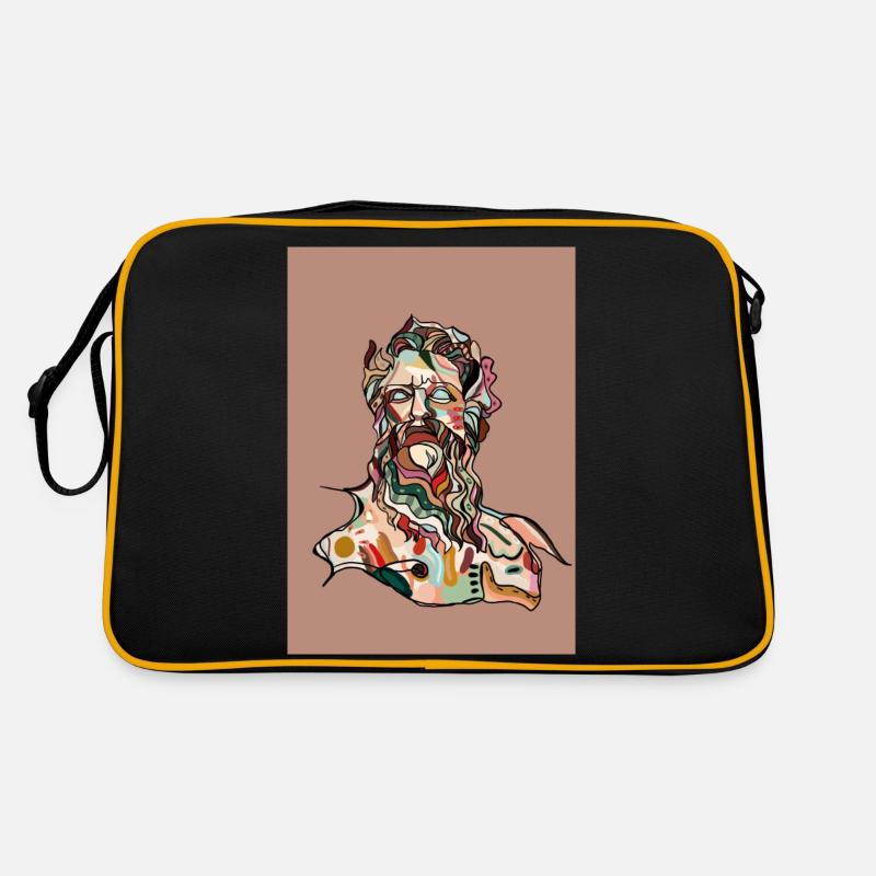 Zeus mit Hintergrund - Retro Tasche - Schwarz/Gold