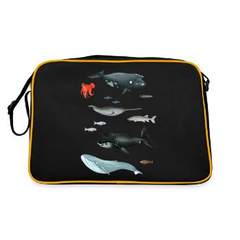 Patterns with whales and fish / underwater world - Retro Bag - black/gold - Back